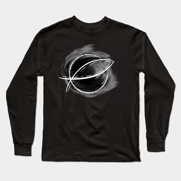 Christian Jesus Fish Symbol with Brushstroke Background Long Sleeve T-Shirt by CrossAndCrown